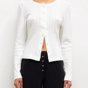 LESET White Pointelle Cardigan